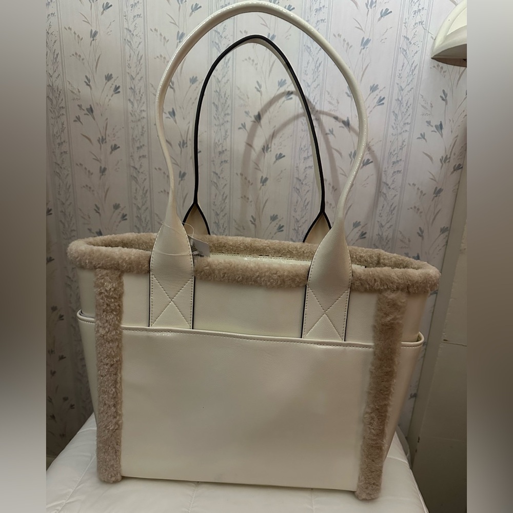 Kate Spade Cream Tote with Sherpa Trim - Picture 2 of 13